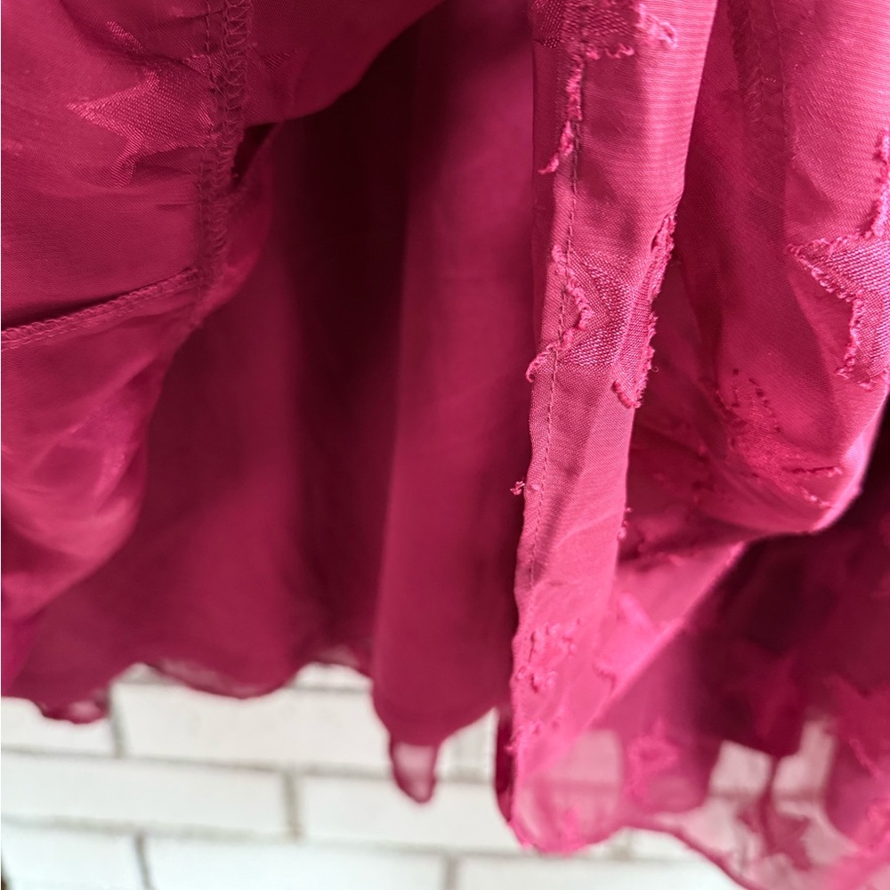 NWT Torrid Size 3X Red Purple Midi Clip Dot Star Dress Balloon Sleeves Tiered - Picture 6 of 12